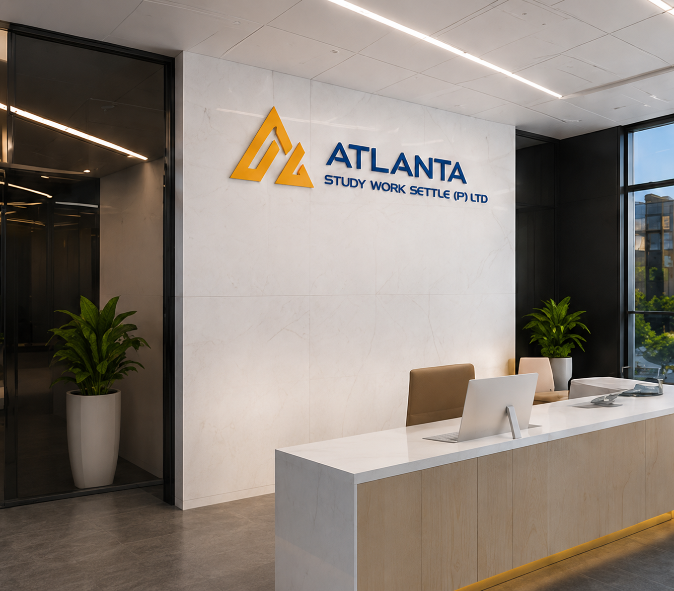 Reception area of Atlanta Study Work Settle, one of the best study abroad consultants in Kochi.